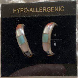 Sterling Silver Inlaid Earrings. (SK106)